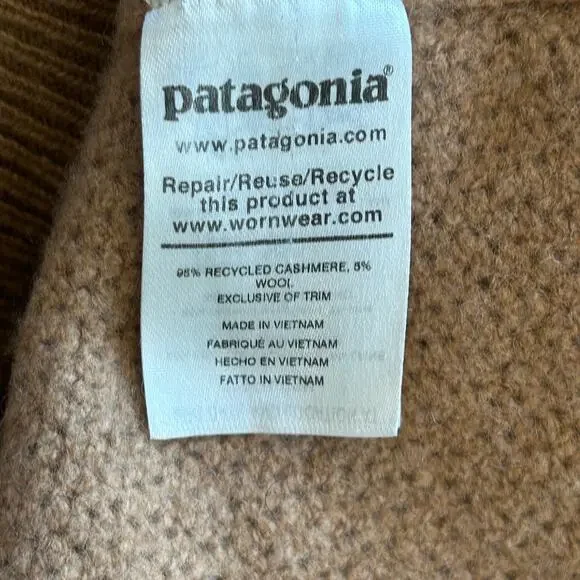 Patagonia Recycled Cashmere Wool Sweater Womens Small Brown Tan Knit Crew L/S - Picture 12 of 13